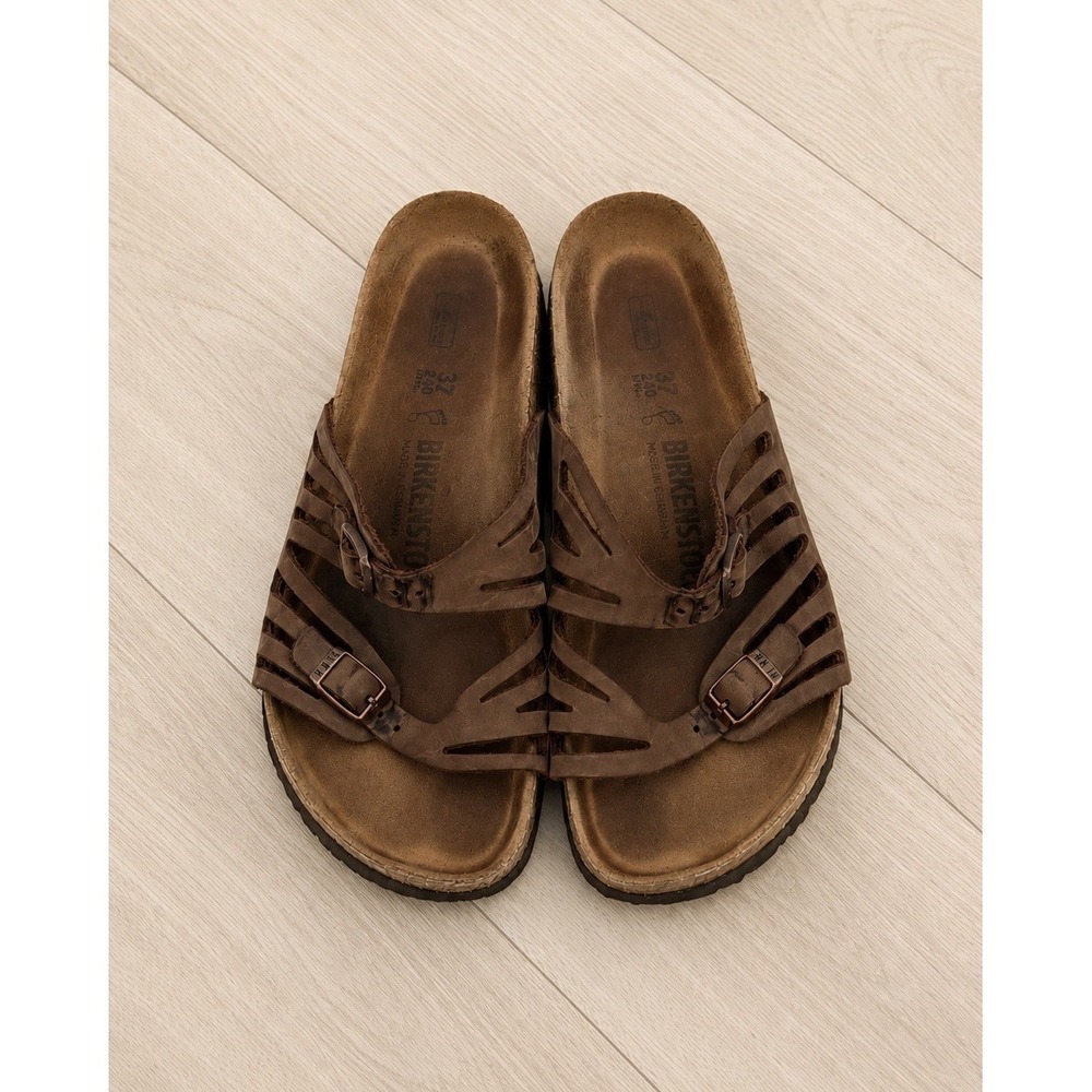 Birkenstock Granada Sandals Women's 37 Brown Leather Cutout Slides Germany
